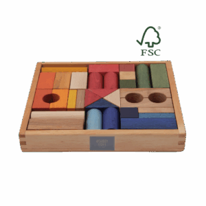 BLOQUES ARCOÍRIS EN BANDEJA FSC® – 30 PIEZAS (Wooden Story)
