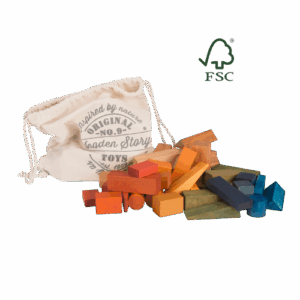 Bloques Arcoíris en Saco XL – 50 piezas FSC® (Wooden Story)