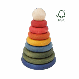 Pirámide Redonda Arcoíris FSC® – Apilable Montessori (Wooden Story)