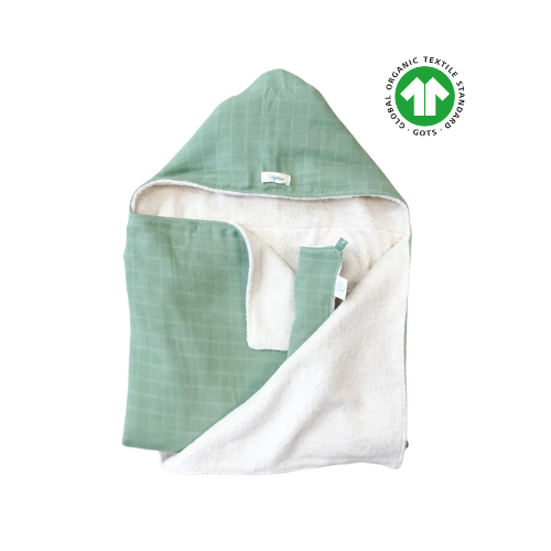 Capa de Baño 100% Algodón Orgánico GOTS Verde - Pitigaia