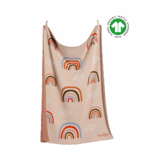 Manta Orgánica GOTS® Ecomikro - Diseño Arcoíris 80 x 100 cm