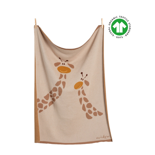 Manta Orgánica GOTS® Ecomikro - Diseño Jirafa 80 x 100 cm